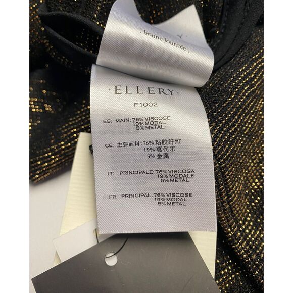 Pre Loved Ellery Vintage Glitter Bell Sleeve Top Women black T-Shirts - Picture 6 of 8